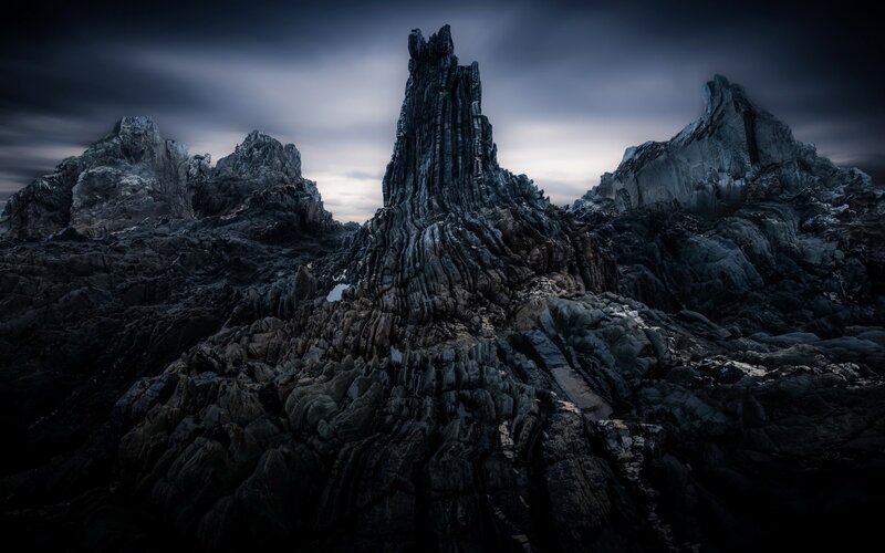 Rock Formations in Mountains — Gray, Dramatic