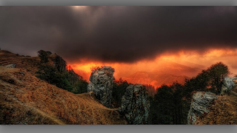 Rock Formations in Mountains — Orange, Dramatic
