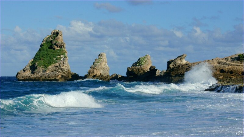 Rock Formations in Ocean — Blue, Dramatic, Afternoon