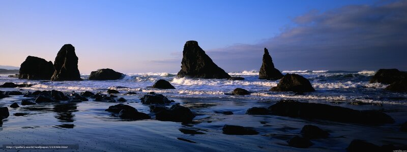 Rock Formations in Ocean — Blue, Dramatic, Sunset, Photograph, Rocks