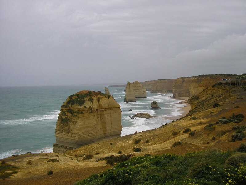 Rock Formations in Ocean — Blue, Overcast, Photograph