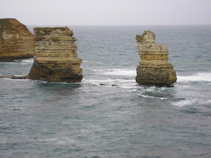 Rock Formations in Ocean — Blue, Overcast