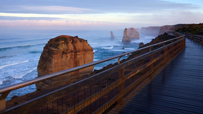 Rock Formations in Ocean — Blue, Serene, Sunrise