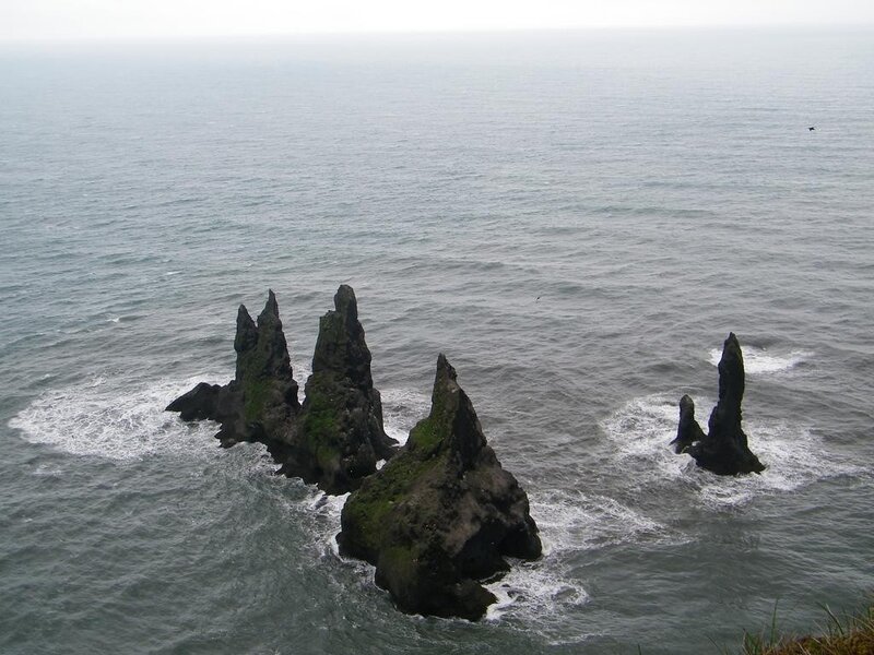Rock Formations in Ocean — Gray, Overcast