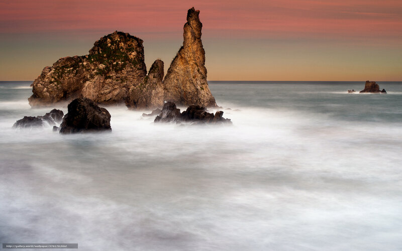 Rock Formations in Ocean — Pink, Serene