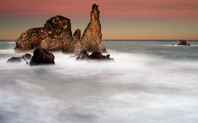 Rock Formations in Ocean — Pink