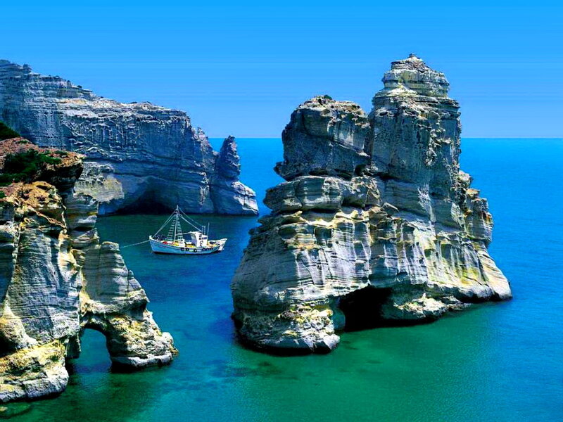 Rock Formations in Sea — Blue, Serene, Afternoon