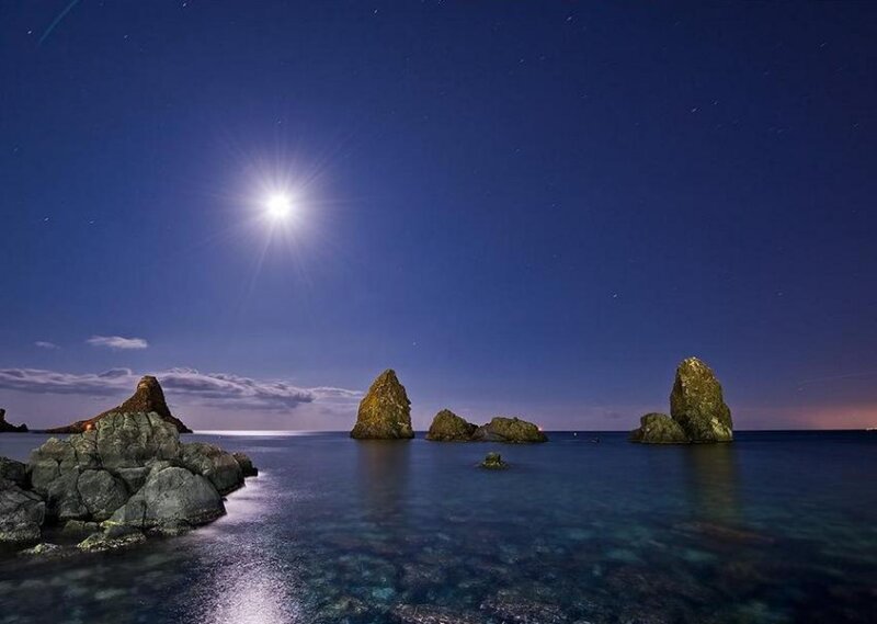 Rock Formations in Sea — Blue, Serene