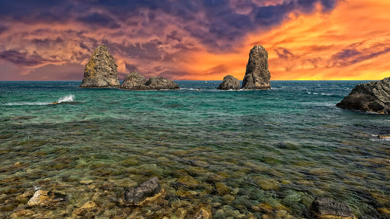 Rock Formations in Sea — Orange