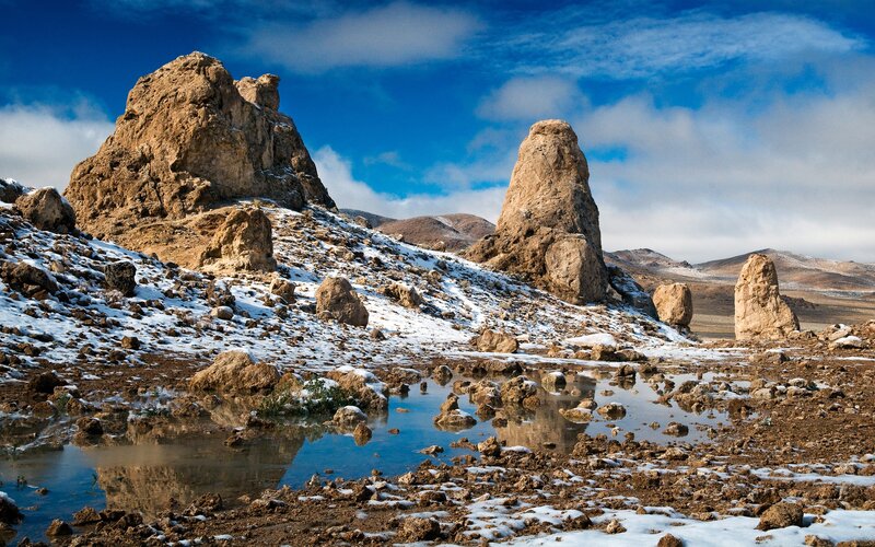 Rock Formations in Snow — Blue, Dramatic
