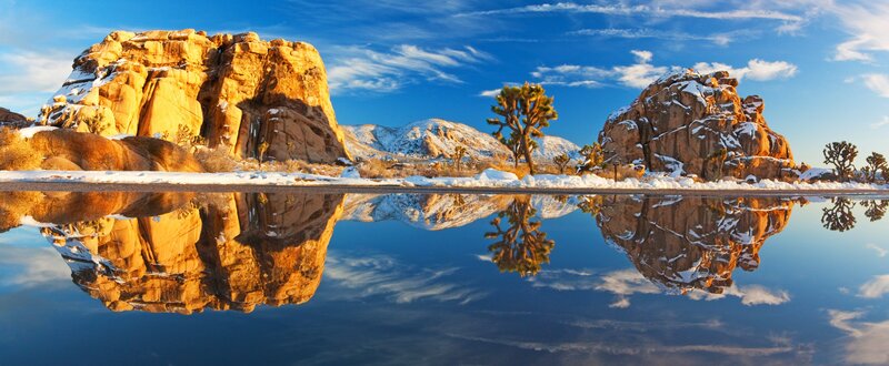 Rock Formations in Snow — Blue, Serene