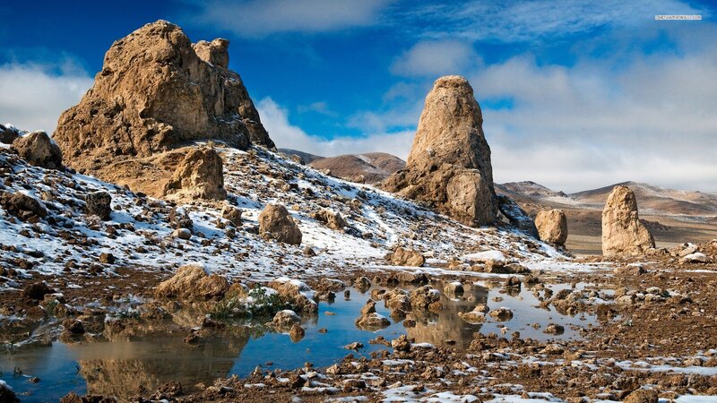 Rock Formations in Snow — Blue