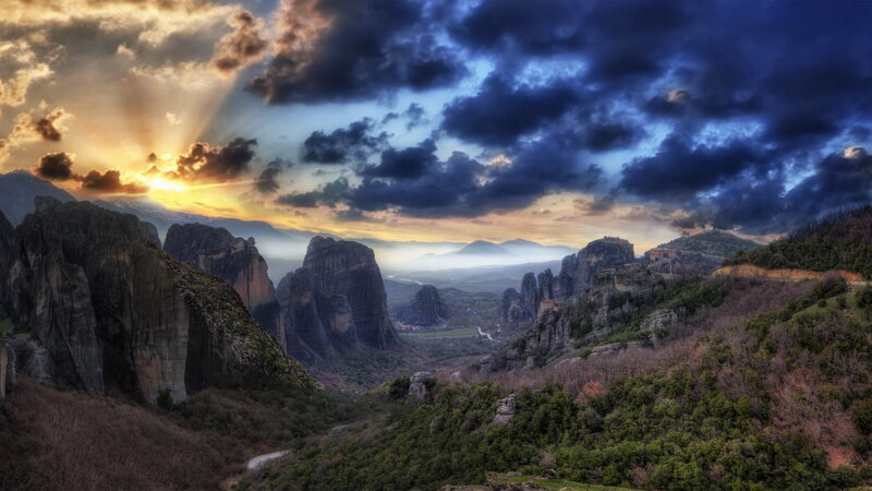 Rock Formations in Valley — Blue, Dramatic