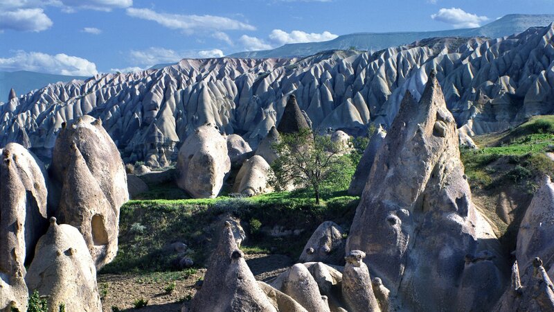 Rock Formations in Valley — Blue, Serene, Afternoon
