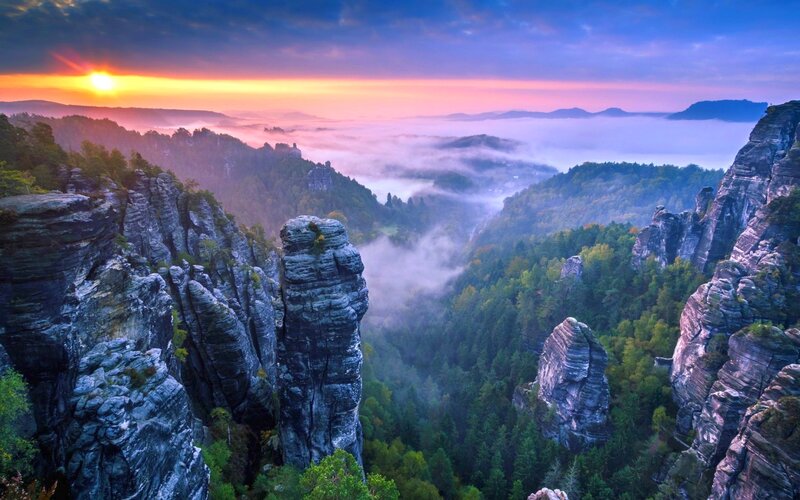 Rock Formations in Valley — Blue