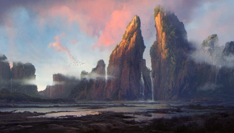 Rock Formations in Valley — Pink