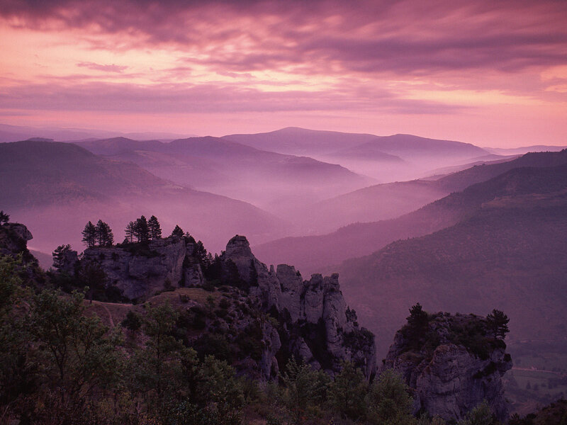 Rock Formations in Valley — Purple