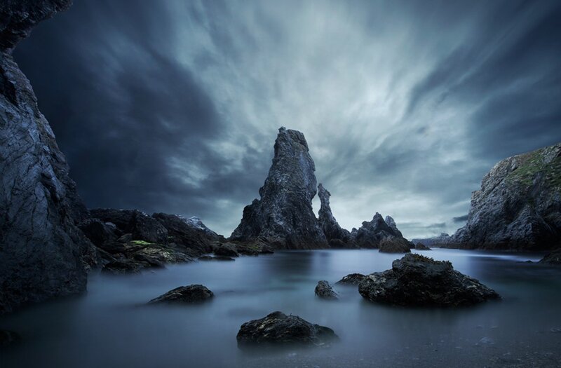 Rock Formations in Water — Blue, Dramatic
