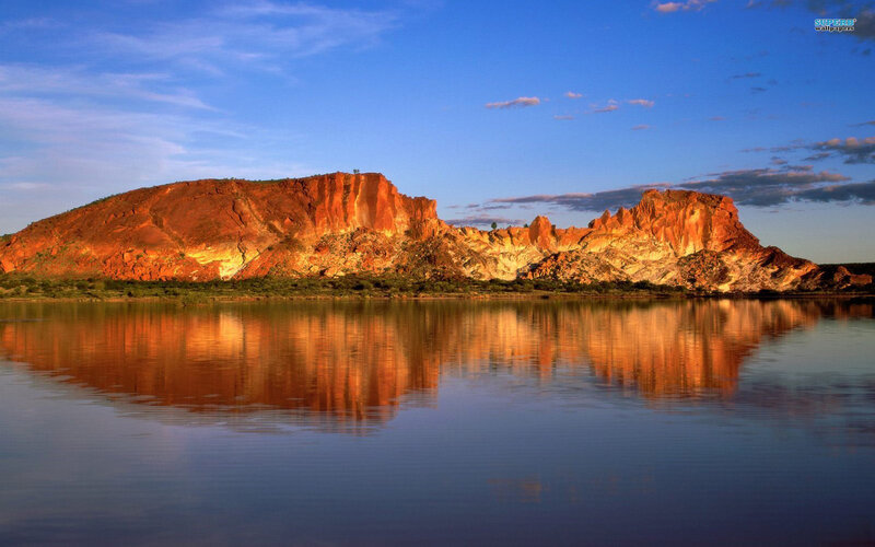 Rock Formations in Water — Blue, Serene, Sunset