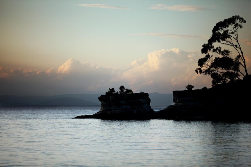 Rock Formations in Water — Blue, Serene
