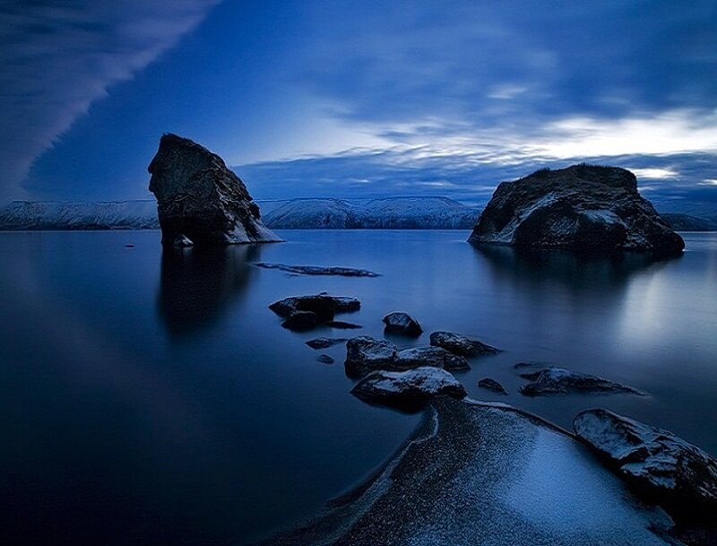 Rock Formations in Water — Blue