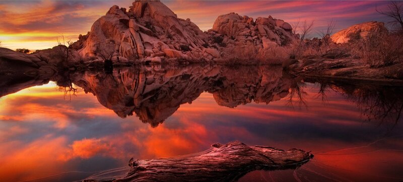 Rock Formations in Water — Orange, Dramatic, Sunset