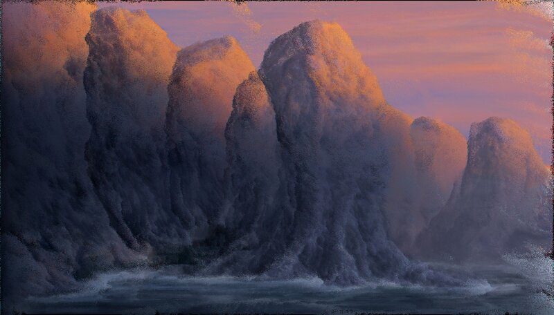Rock Formations in Water — Purple, Dramatic