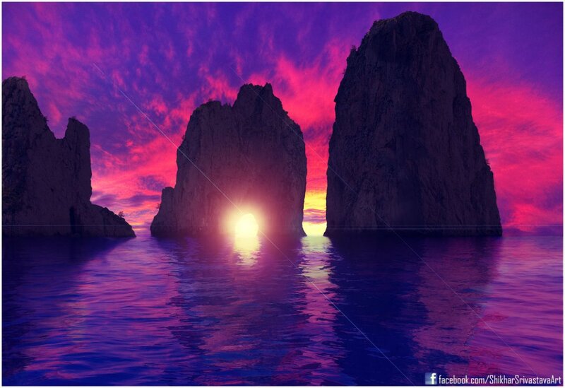 Rock Formations in Water — Purple