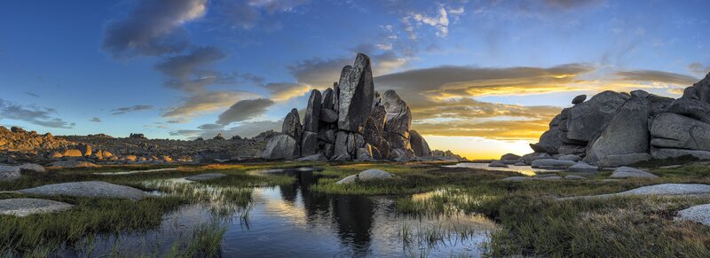 Rock Formations in Wetland — Blue