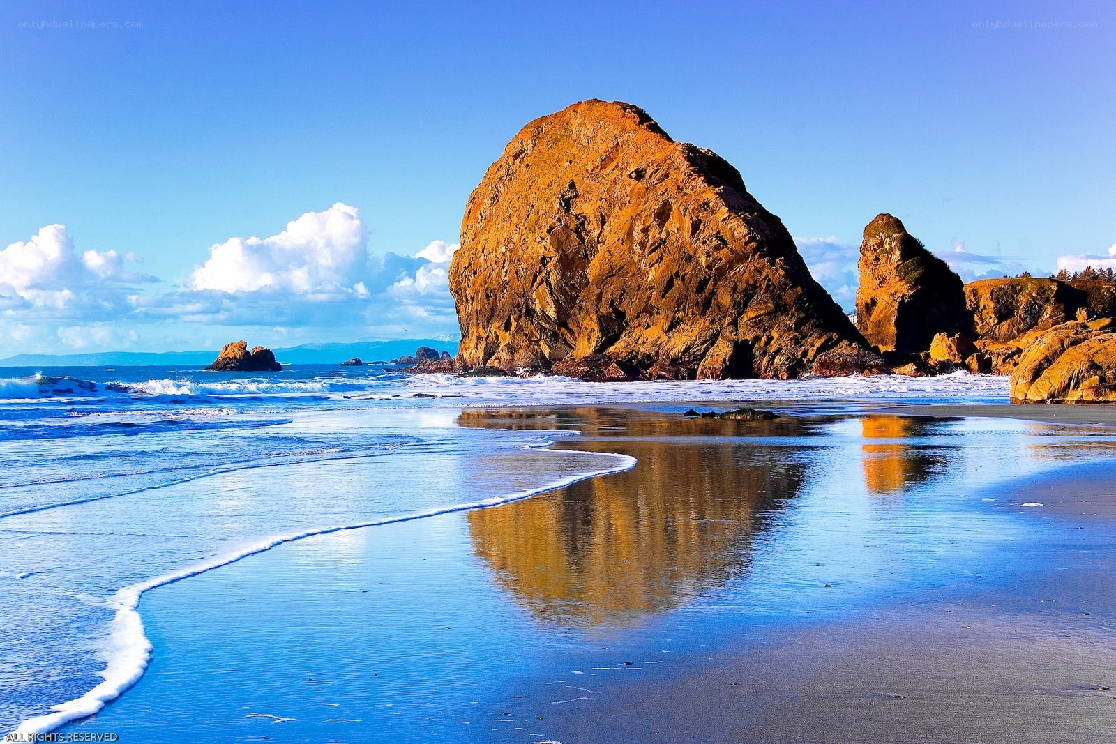 Rock formations on a sunny beach