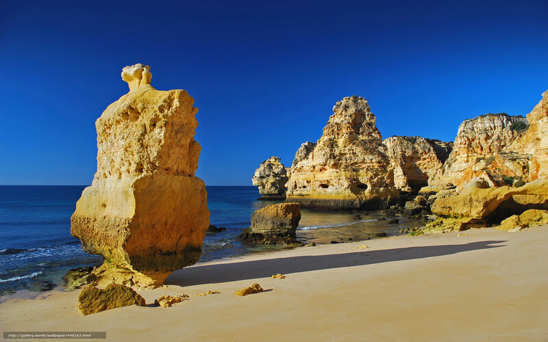 Rock formations on a sunny beach