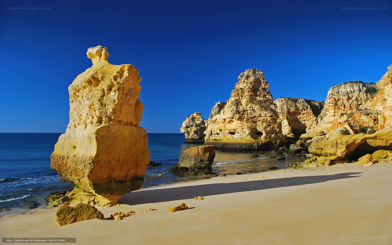 Rock formations on a sunny beach