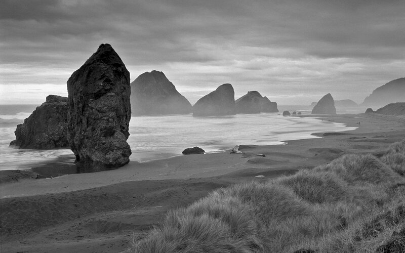 Rock Formations on Beach — Black