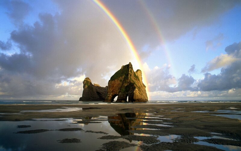 Rock Formations on Beach — Blue, Dramatic, Afternoon, Photograph