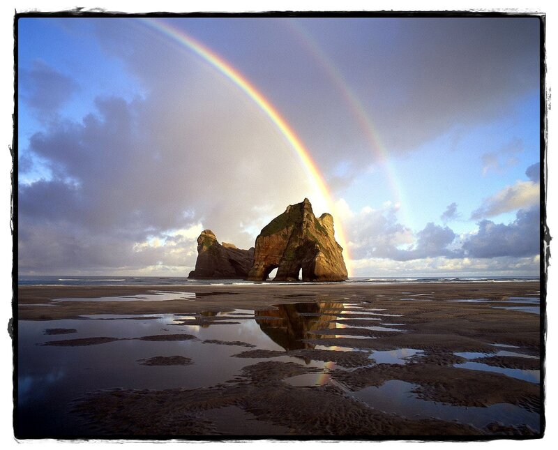 Rock Formations on Beach — Blue, Dramatic