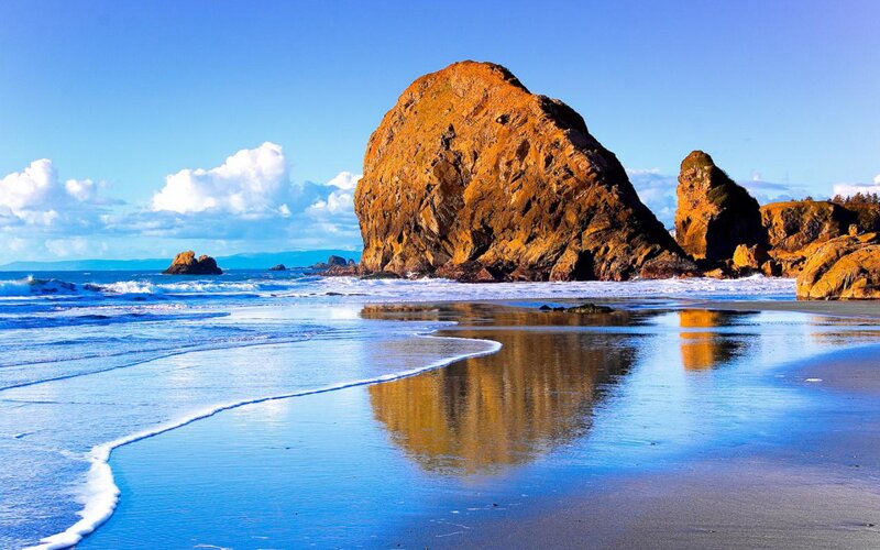 Rock Formations on Beach — Blue, Serene, Afternoon, Photograph