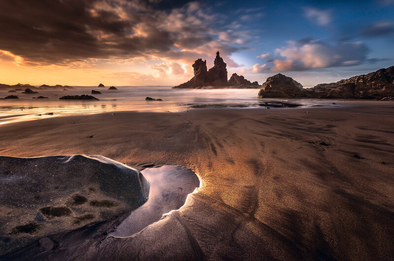 Rock Formations on Beach — Brown
