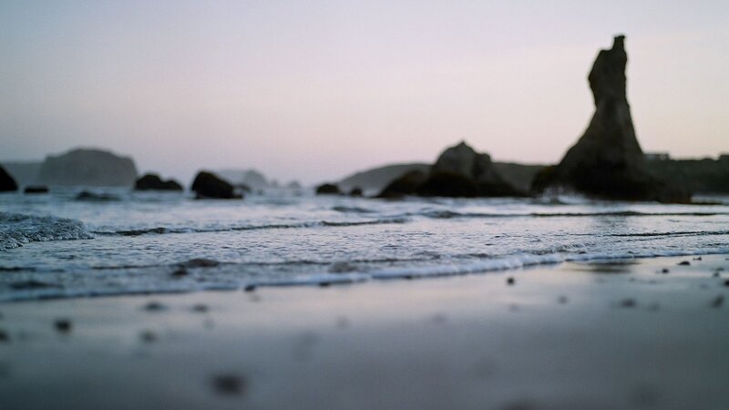 Rock Formations on Beach — Gray, Calm