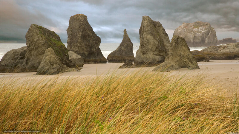 Rock Formations on Beach — Gray, Dramatic, Photograph