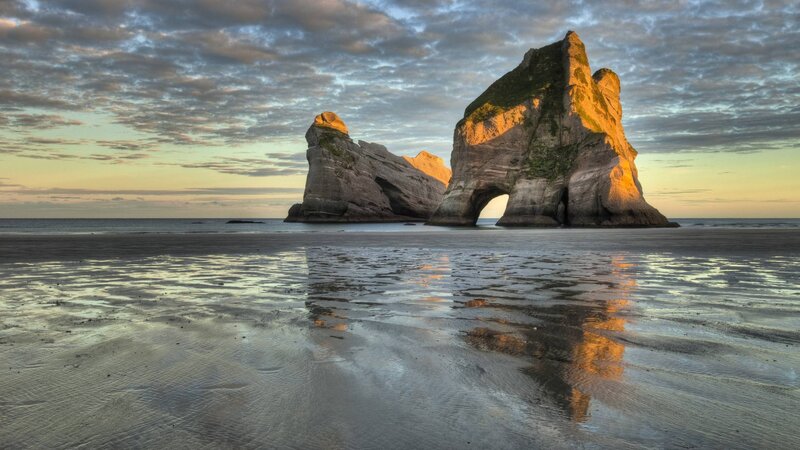 Rock Formations on Beach — Gray, Serene