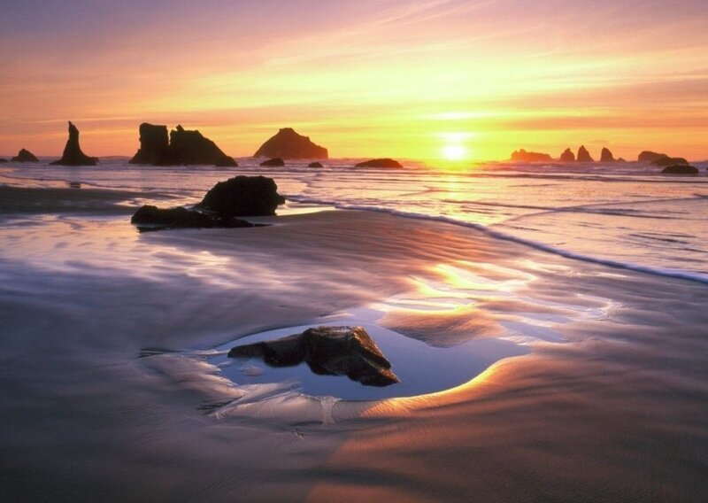 Rock Formations on Beach — Orange, Serene