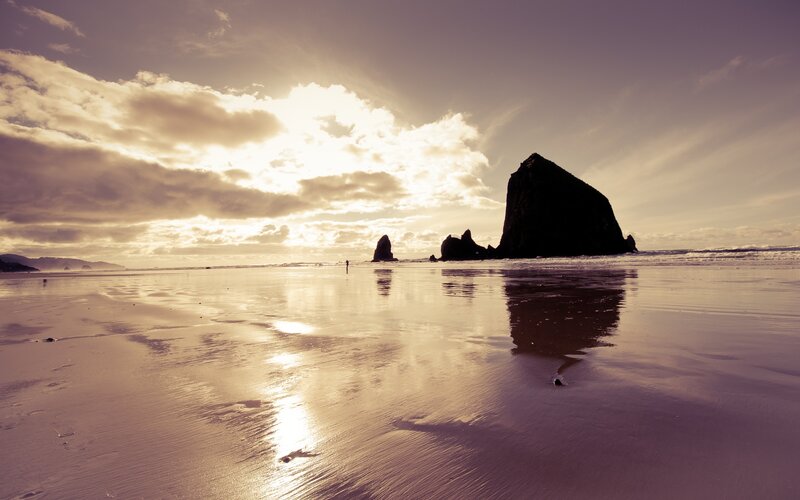 Rock Formations on Beach — Purple
