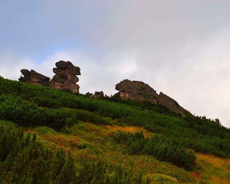 Rock Formations on Hillside