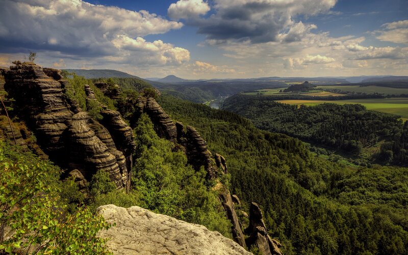 Rock formations overlooking a valley