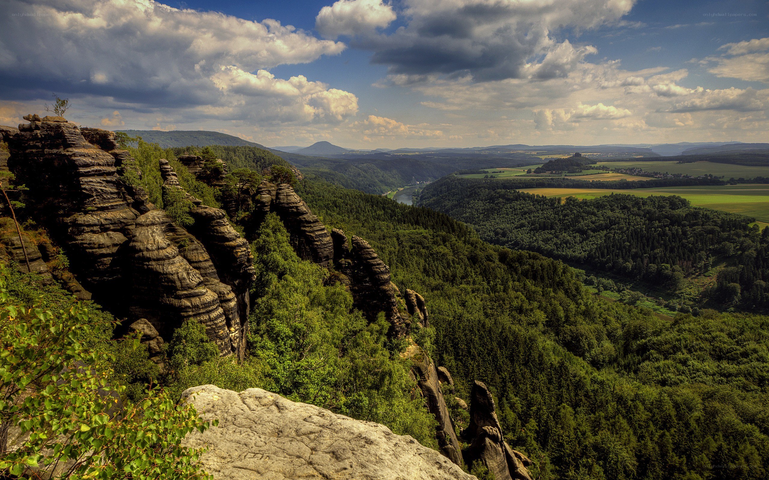 Rock formations overlooking a valley