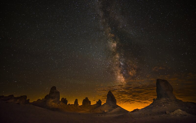 Rock Formations under Stars — Black, Dramatic