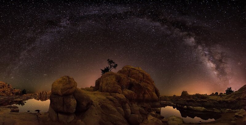 Rock Formations under Stars — Black, Serene, Night, Photograph, Milky Way