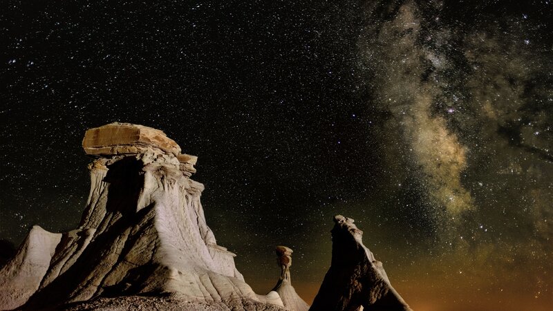 Rock Formations under Stars — Black, Serene