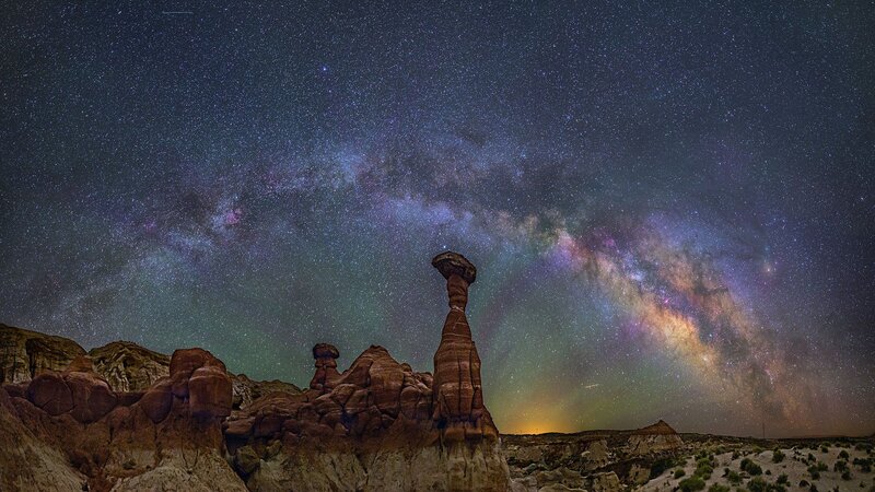 Rock Formations under Stars — Purple, Serene