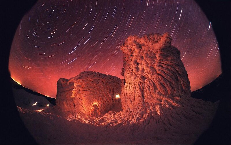 Rock Formations under Stars — Red